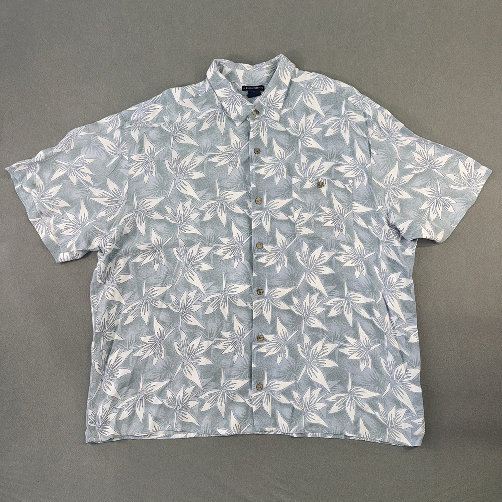 Men's Knightsbridge Hawaiian Tropical Camp Aloha Rayon Shirt Blue Floral Size 2X